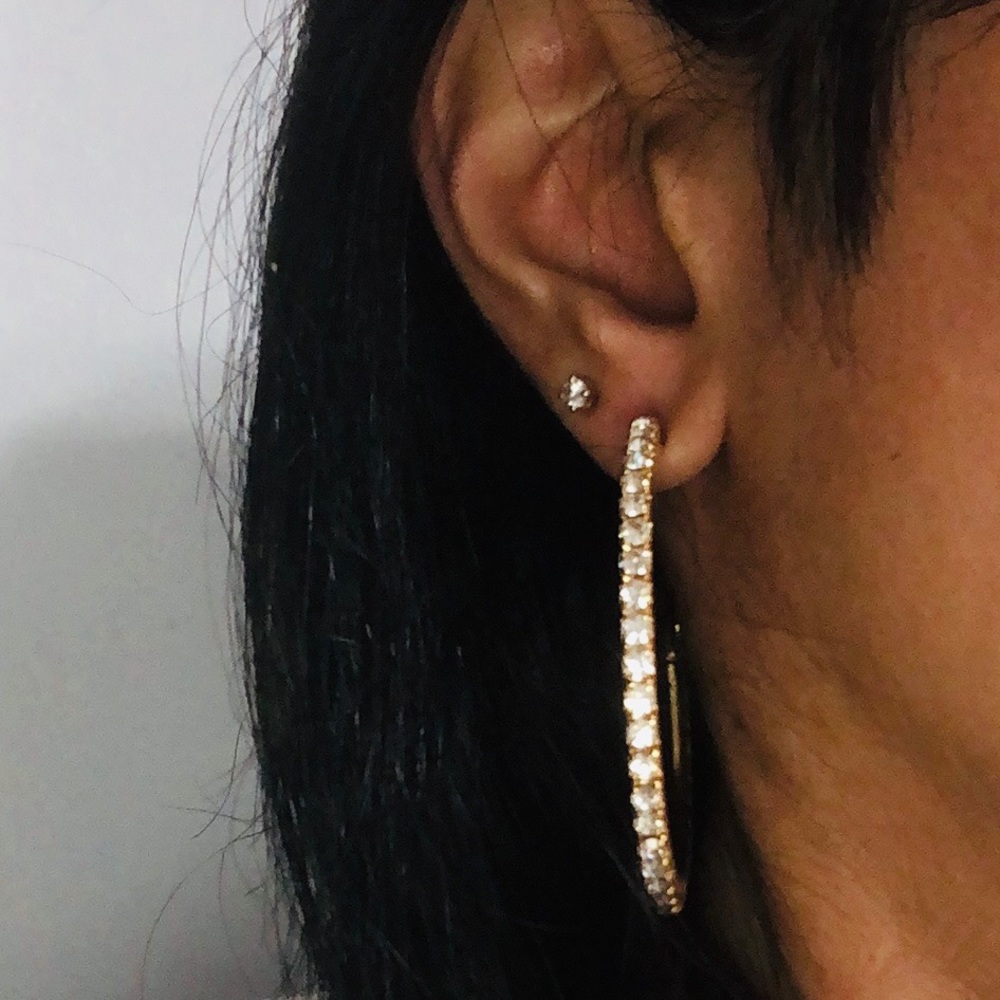 CZ Gold Hoop Earrings